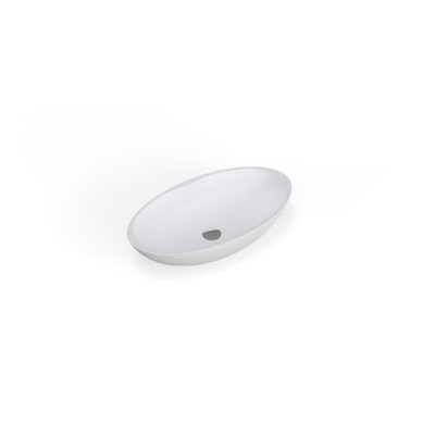 Lavabo de salle de bain vasque ovale en résine 25,5 po x 13,7 po Badeloft WB-04-G blanc brillant