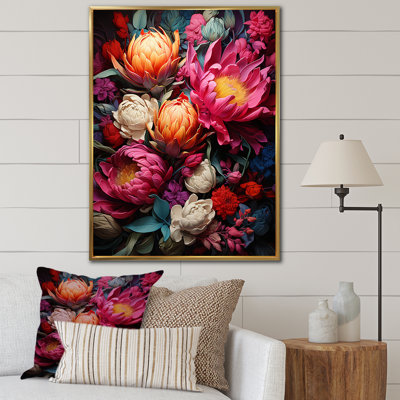 «Rustic Ruby Flower Impression I - Flowers», art mural