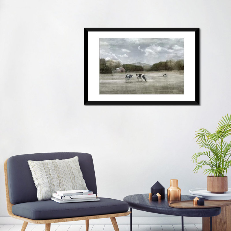 «Country Satisfaction», reproduction sur toile, Papier d'art encadré noir, Blanc, H 24 po x l 32 po x P 1 po