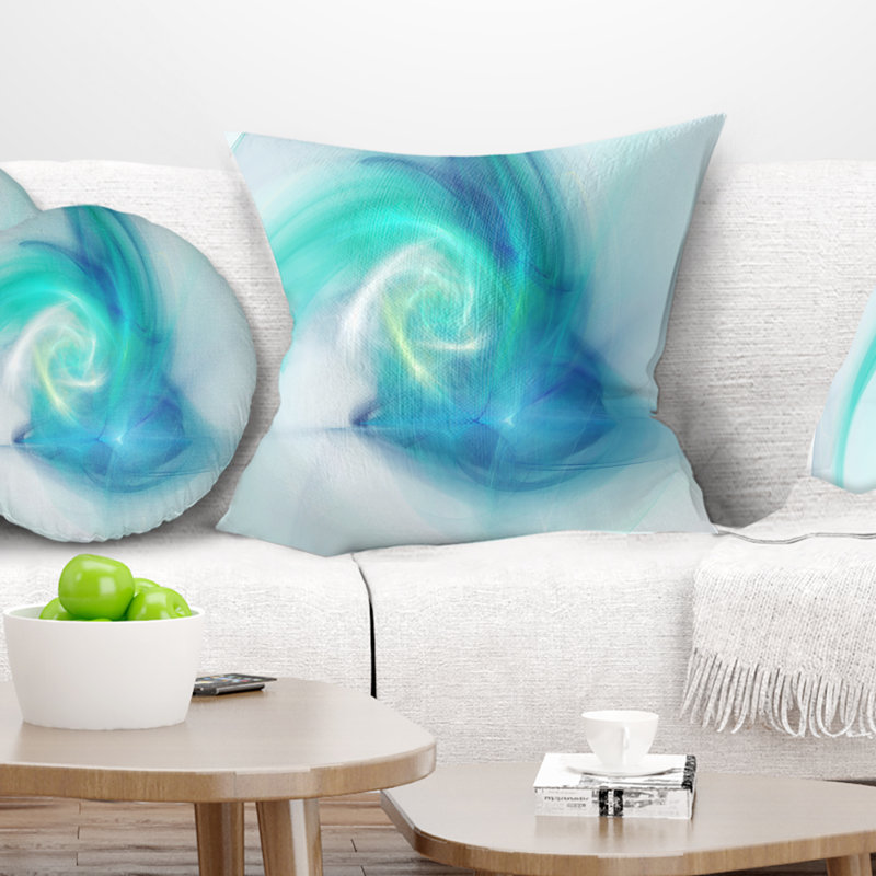 Texture abstraite fractale bleu clair - coussin imprimé abstrait, 16 po x 1 po, Coussin décoratif