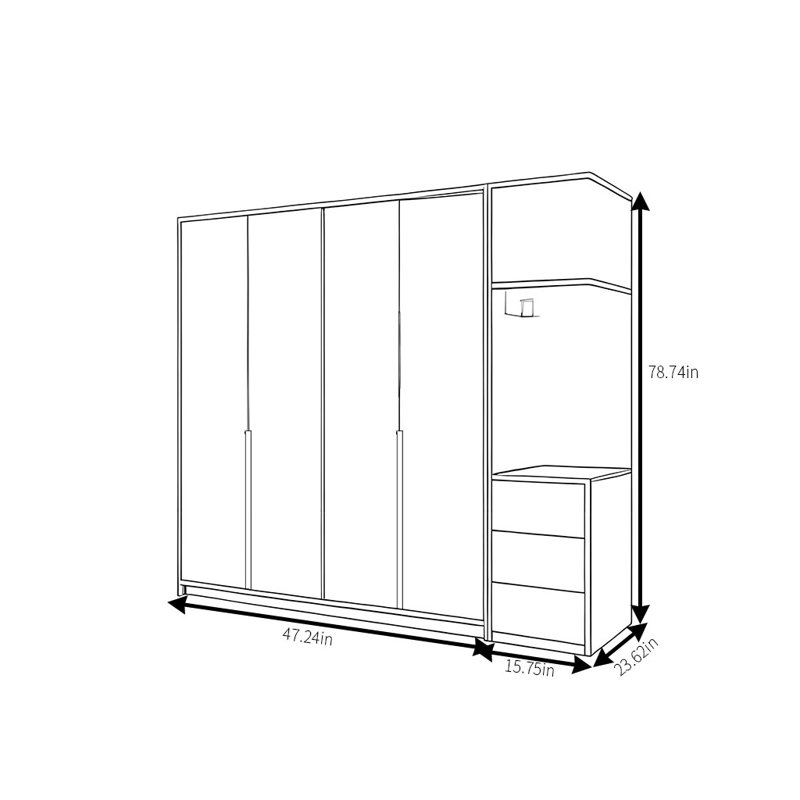 Woodlynne, H 78,74 po x l 62,99 po x P 23,62 po