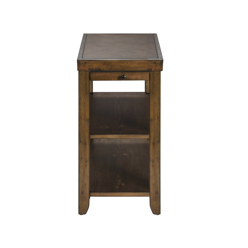 Mitchell Brown Rectangular Wood Side Table with Storage
