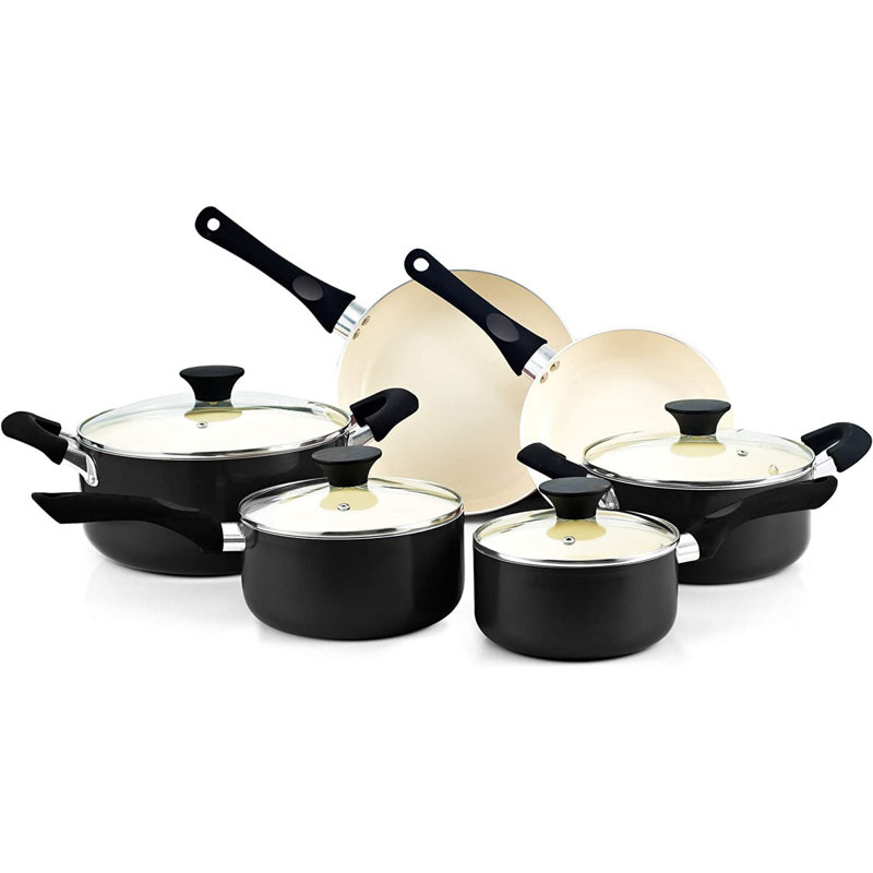 Black 10-Piece Nonstick Ceramic Coating Aluminum Cookware Set