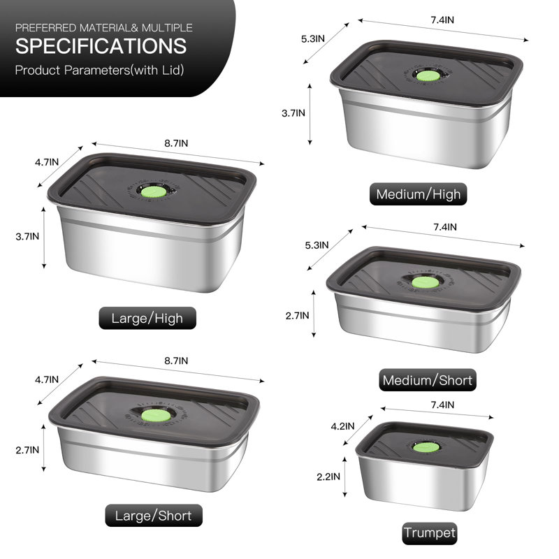 Contenants pour aliments avec couvercles hermétiques, allant au lave-vaisselle, organisateurs de cuisine écologiques de différentes tailles, paquet de 10 (argent)