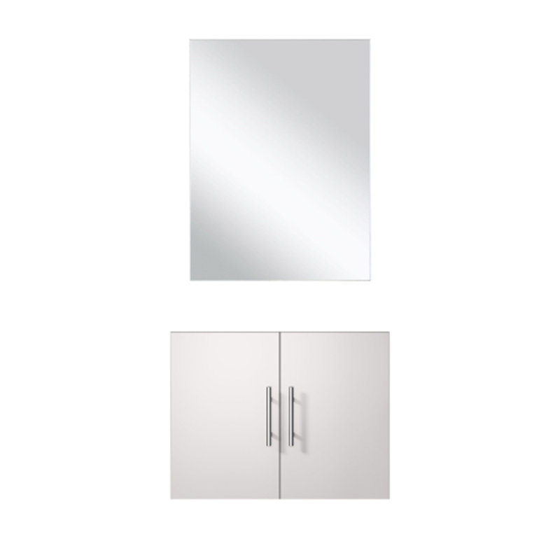 Meuble-lavabo simple.  et miroir, Blanc brillant