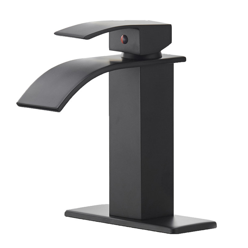 Waterfall Low-Arc Single Hole Bathroom Faucet, Matte Black