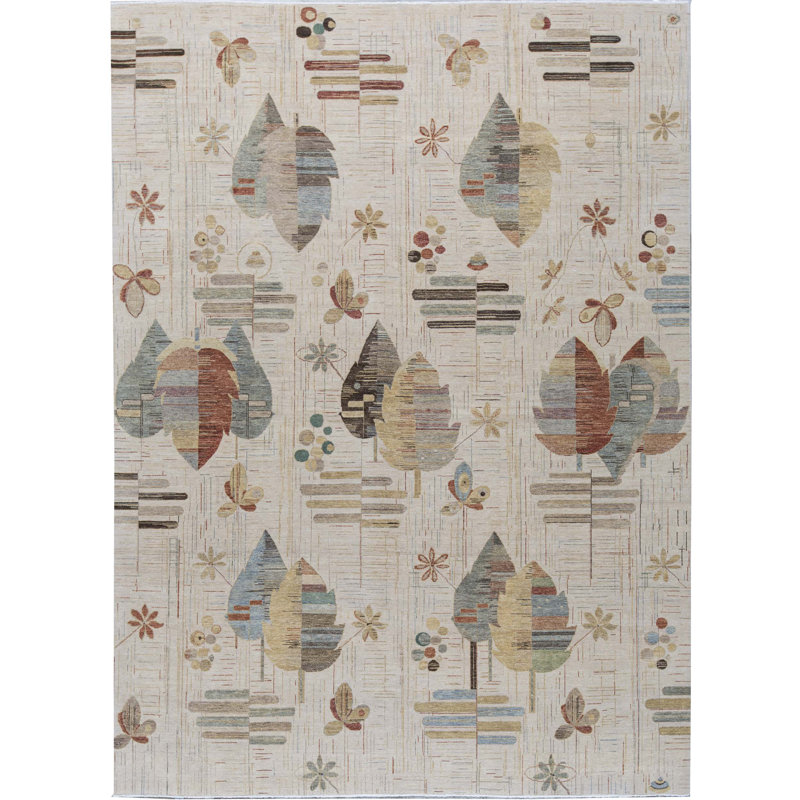Hand-Knotted High-Quality Ivory Area Rug
