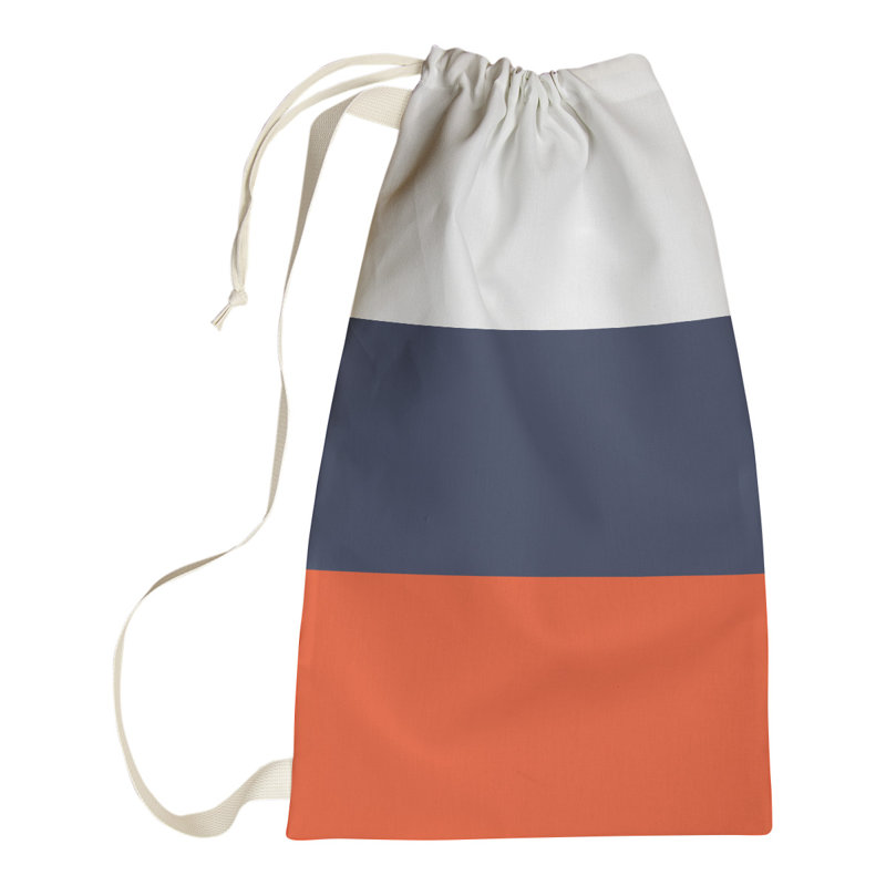 Nashville Fabric Laundry Bag with Handles, Small (29" H x 18" W x 1.5" D), Nashville White/Blue/Orange