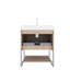 Meuble-lavabo 24 po avec lavabo, armoire de rangement autoportante en contreplaqué rayé avec tiroir et lavabo intégré rectangulaire en acrylique sans robinet pré-assemblé