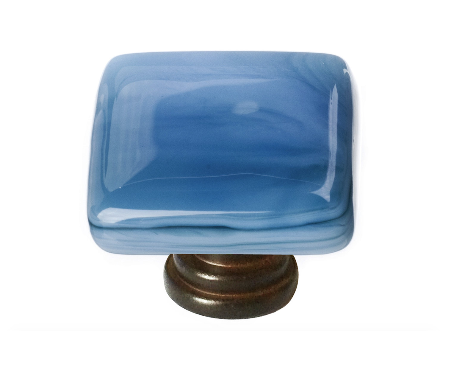 Cirrus Square Cabinet Knob, Marine Blue, Oil Rubbed Bronze