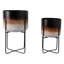 Pot à fleurs d'extérieur moderne avec supports en métal pour décoration intérieure - Pots de fleurs d'intérieur modernes pour le salon ou le patio - Brun-803281078