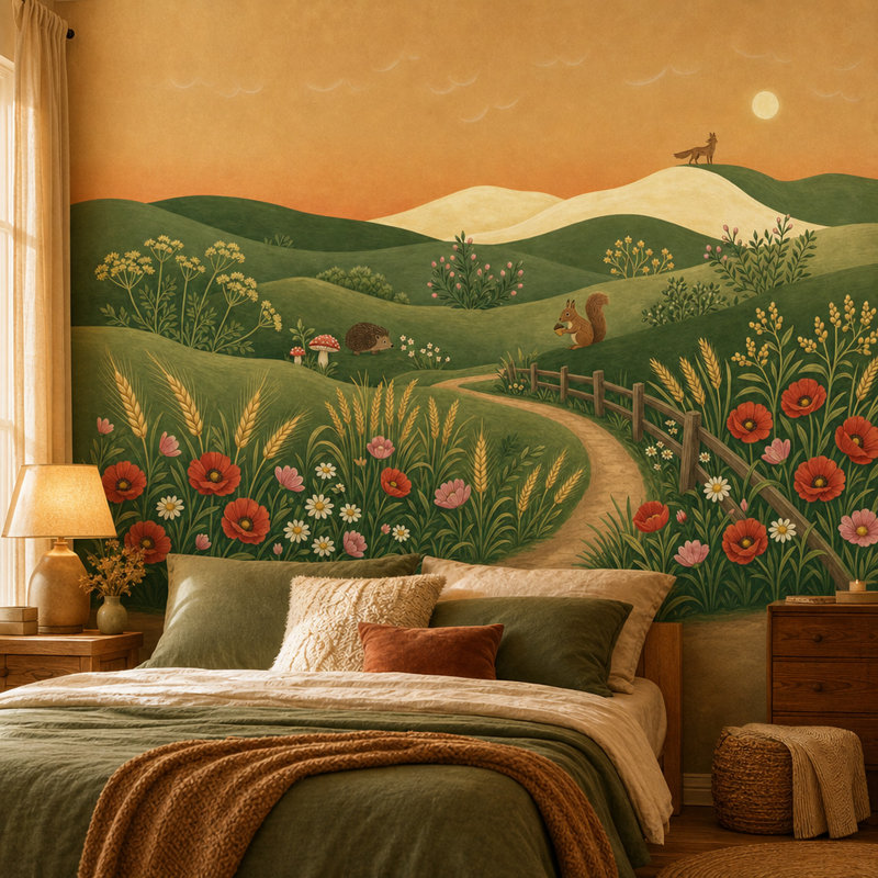 Illustration murale Rolling Hills, 120"x96", Peel and Stick