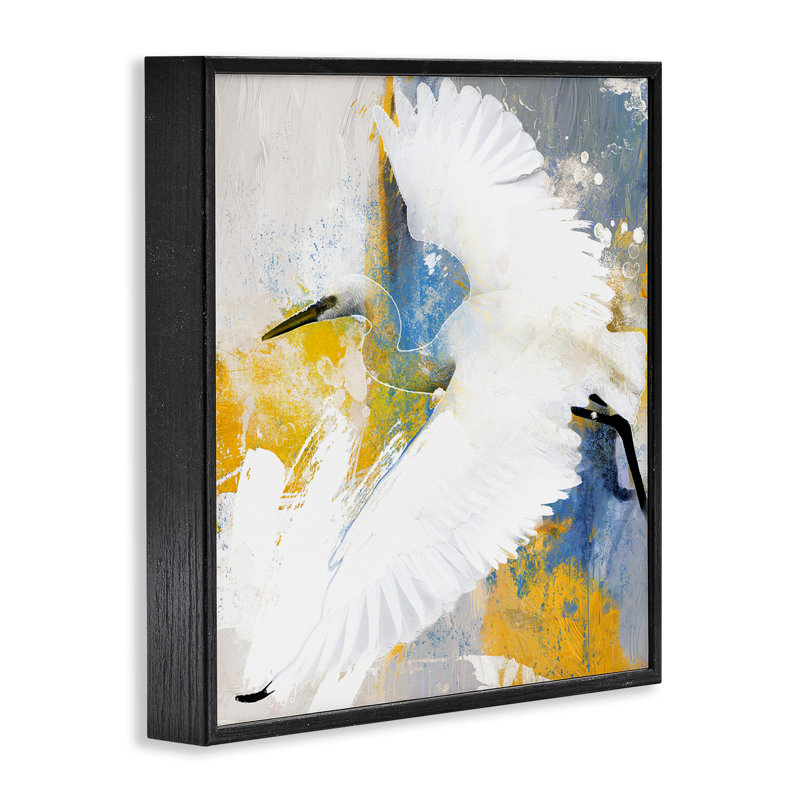  Aigrette moderne en vol, estampe numérique de Porter Hastings, Giclée encadrée noir minuit, H 12 po x l 12 po