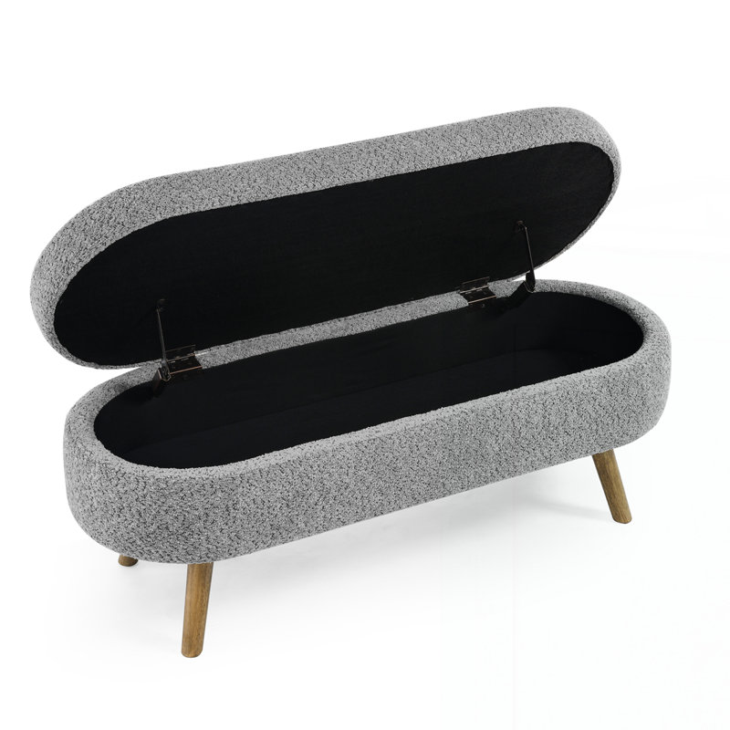 Ottoman Oval Storage Bench, Gray