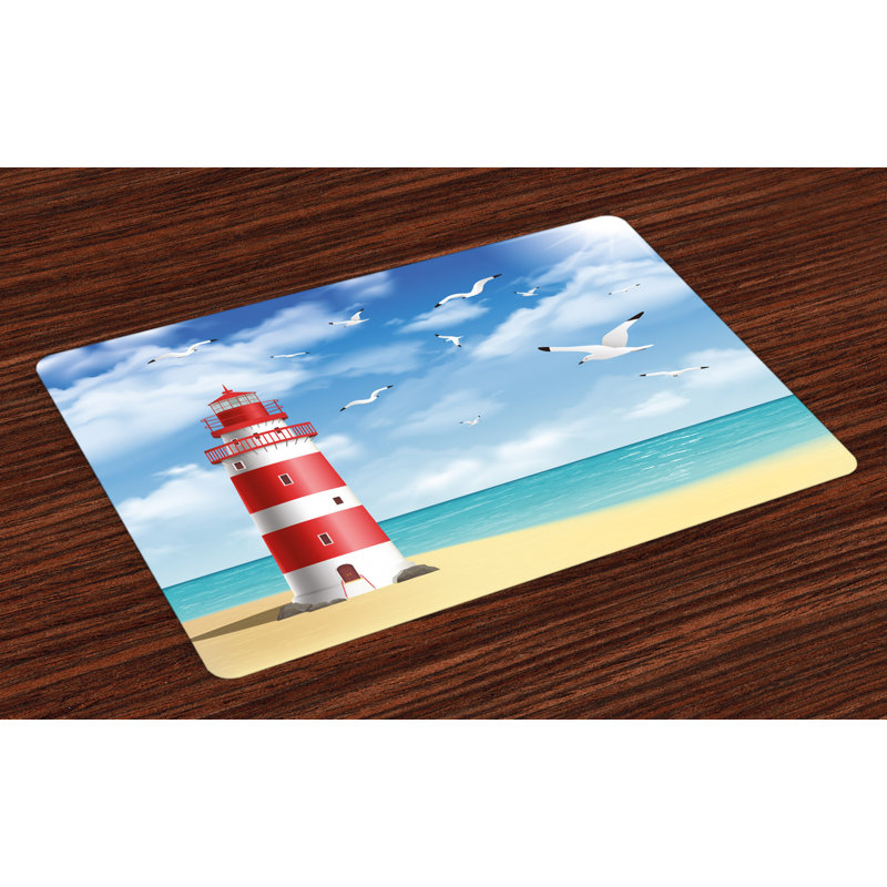 Keon Beach Lighthouse Seagulls Ocean Placemat
