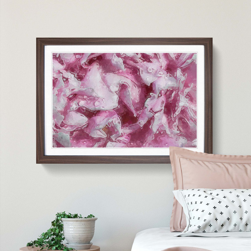 Beautiful Pink Carnation Petals in Abstract - Framed Print, 27cm H x 36cm W x 2cm D, Walnut Framed