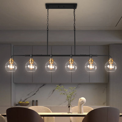 6- Light Dimmable Sputnik Chandelier  Linear Chandelier Clear Glass Chandelier