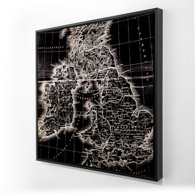 Roman Britain Maps - Satellite View Blueprints Framed Canvas