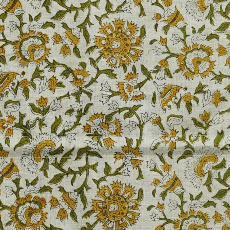 Store romain à imprimé bloc artisanal - Beauté faite à la main pour votre maison, Pushplata, jaune, L 34 po x L 74 po