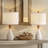 24.5 in. White Modern Dimmable Resin For Bedroom/Living Room Bedside Desk Nightstand Traditional Table Lamp With White Linen Drum Shade
