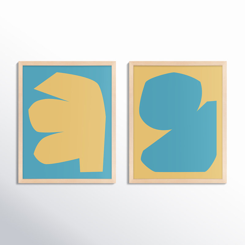 Blue Study. Set Of 2 by Michael Kempen, 16" W x 20" H, Yellow Framed