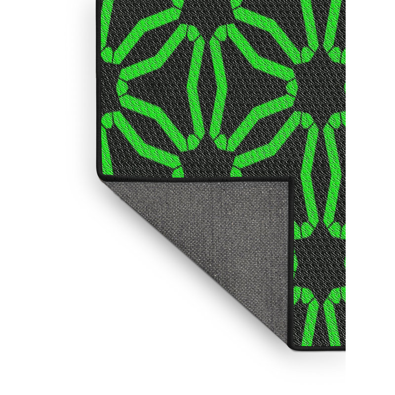 Tapis vert/noir à motifs, Rectangle 3 pi x 5 pi