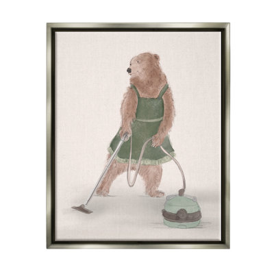 Stupell Industries Bear Vacuuming in Apron Canvas Wall Art Design by Kamdon Kreations -  aw-599_ffb_16x20