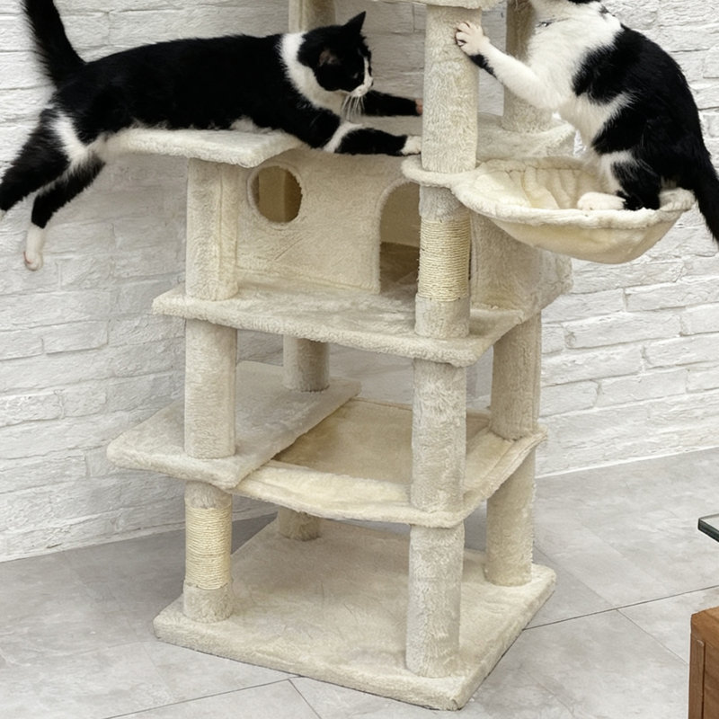 Arbre à chat 68 po, Beige