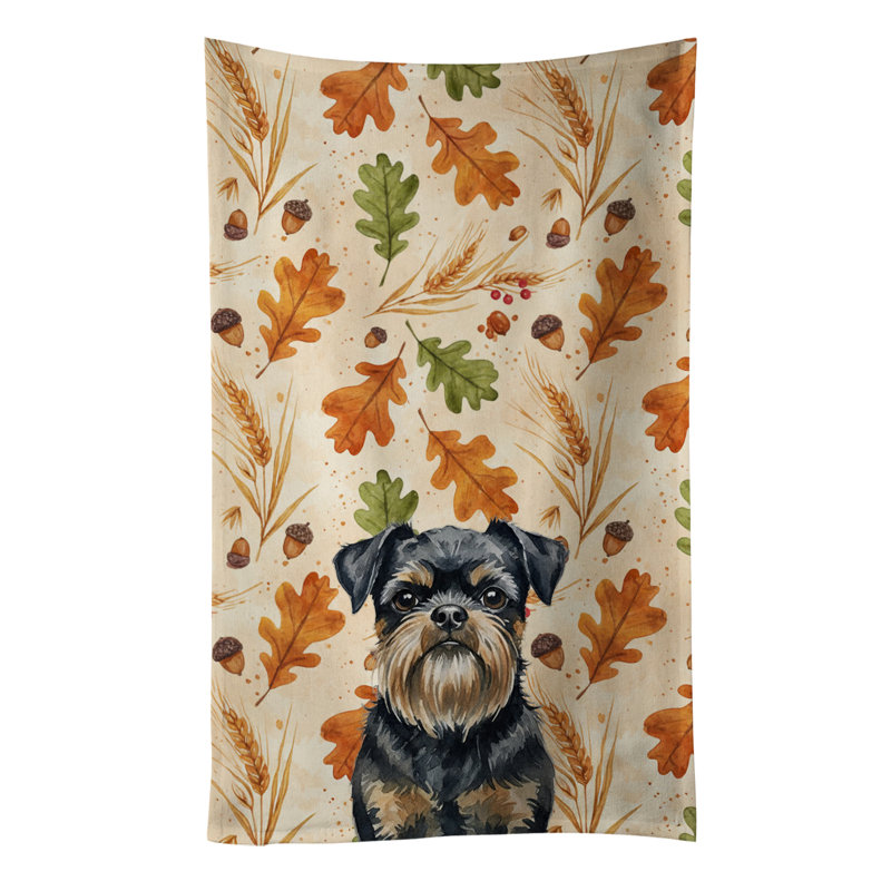 Black and Tan Brussels Griffon Heirloom Fall Kitchen Towel, Black and Tan Brussels Griffon