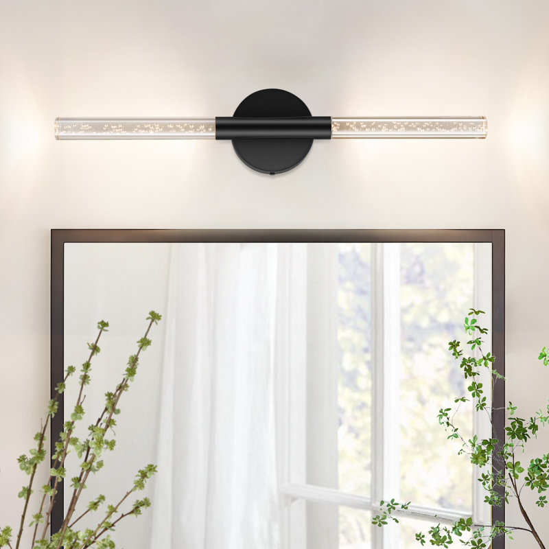 Éclairage pour salle de bain 2 lumières DEL à intensité variable, Noir mat, 24 po de largeur, 1