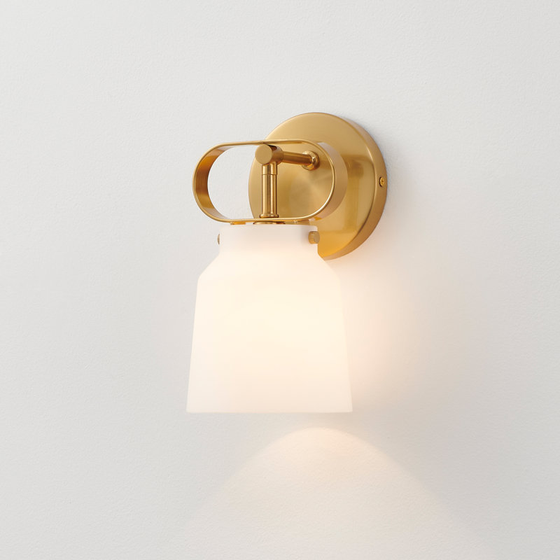 1- Light White Glass Wall Sconce