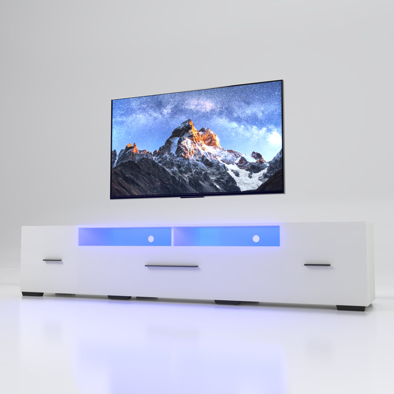 Meuble télé et meuble télé à DEL, console moderne en bois de 82,7 po