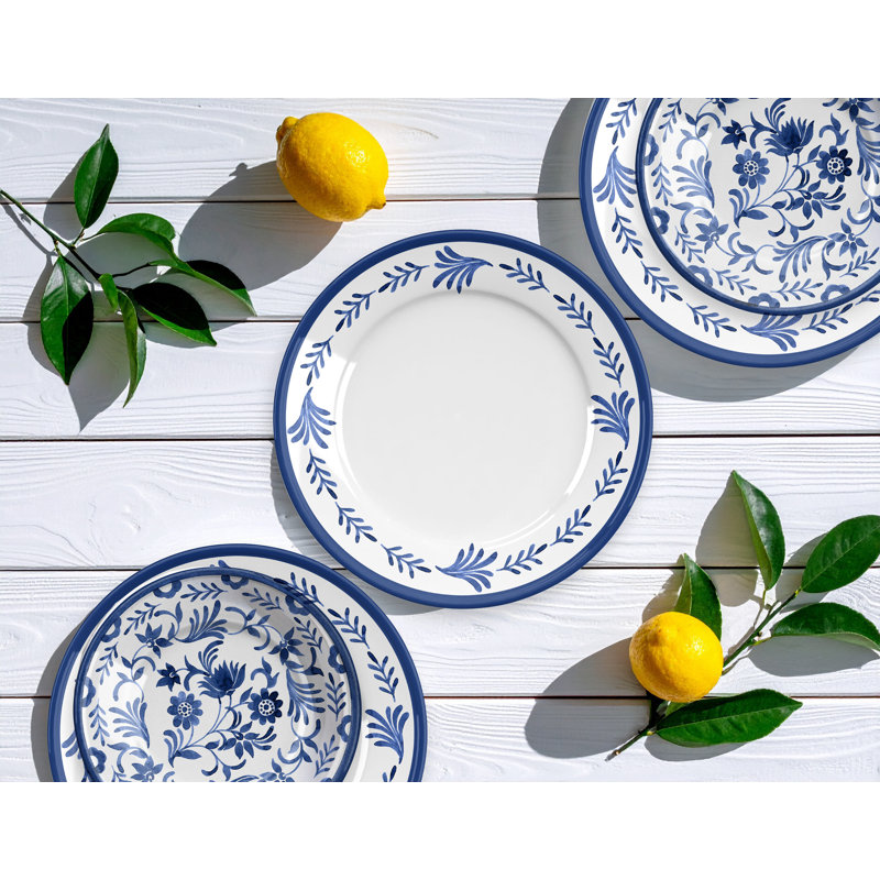 Assiette plate en mélamine NewWave Medallion Flower - bleu - 10,5 po - ensemble de 6