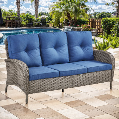 Keywest Patio Outdoor PE Wicker Sofa Couch With Cushions by Winston Porter