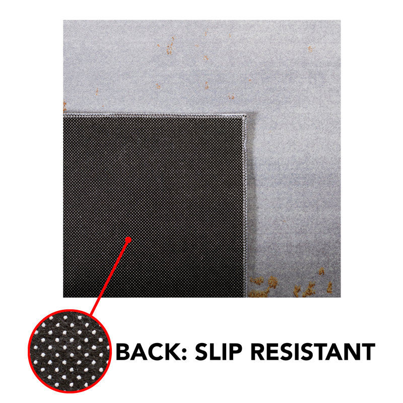 Abstract Area Rug in Grey / Rust, Runner 2'6" x 8'