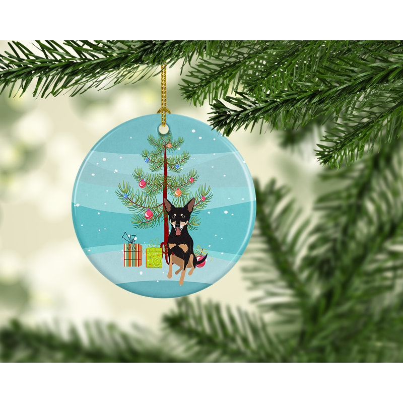 Ornement de Noël en céramique Chihuahua, Chihuahua tricolore # 1