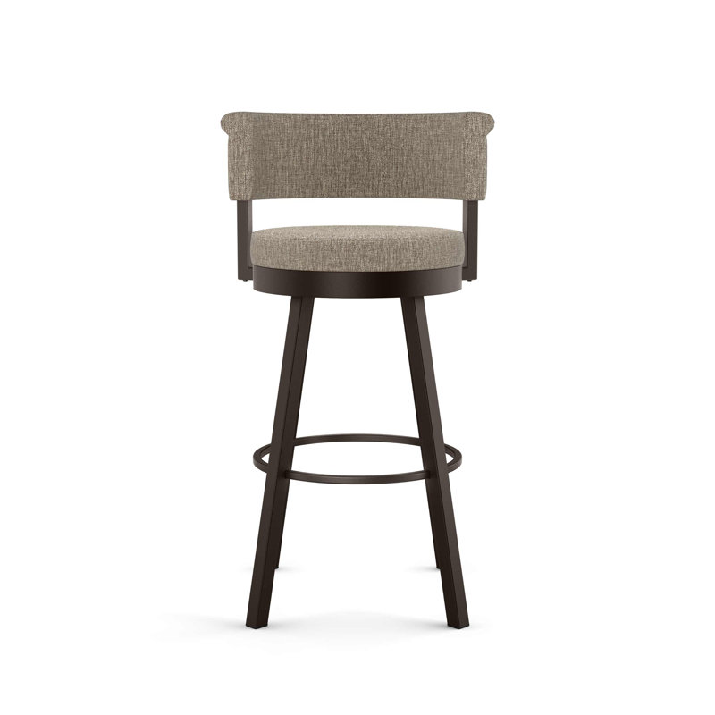 Highgate Swivel Upholstered Counter Stool, Dark Brown, Counter Stool (26.75” Seat Height), Beige/Brown Polyester