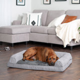 Plush & Suede Full Support Orthopedic Foam Sofa Style Bolster Dog Bed