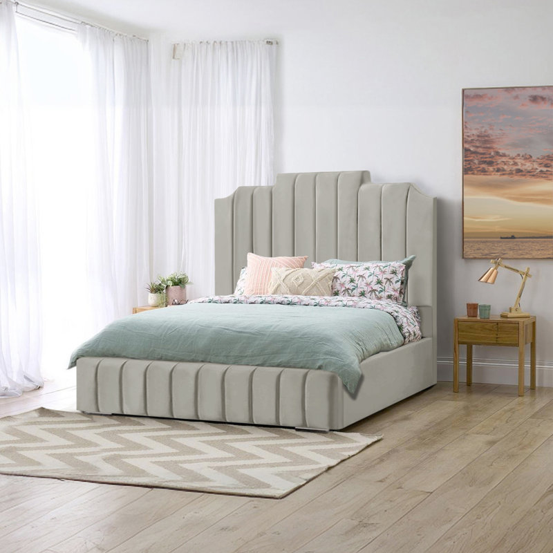 Alyshea Upholstered Bed, Silver, Double (4'6)