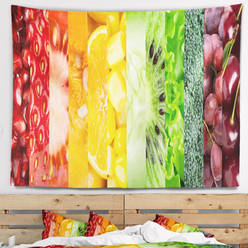 Tapisserie florale, fruits, baies et légumes, H 32 po x l 39 po