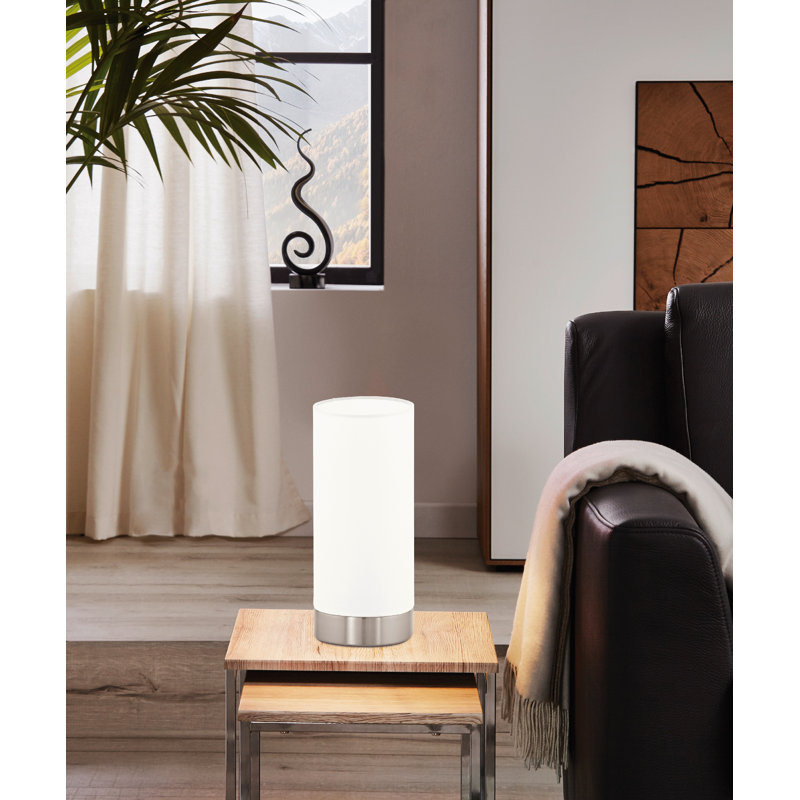 Lampe de table 10,13 po en nickel satiné Orleans, Blanc