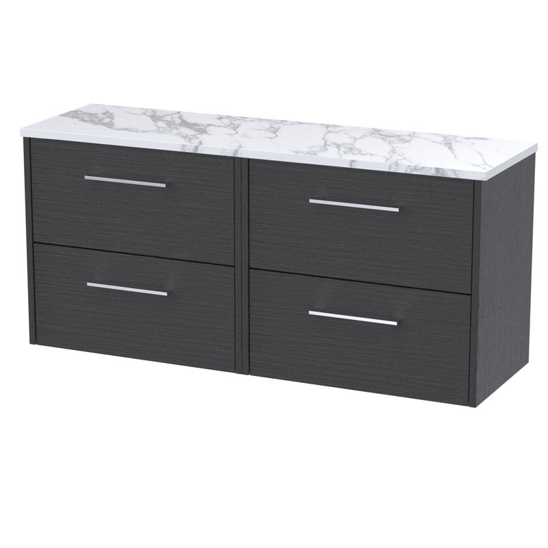 Juno 120.5cm Double Bathroom Vanity Base Only, Graphite Grey Woodgrain