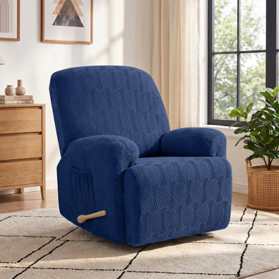 Tiba Recliner Chair Covers 4-Piece High Elasticity Jacquard Recliner Cover, Soft Couch Cover for Recliner Machine Washable Furniture Protector with Elastic Bottom