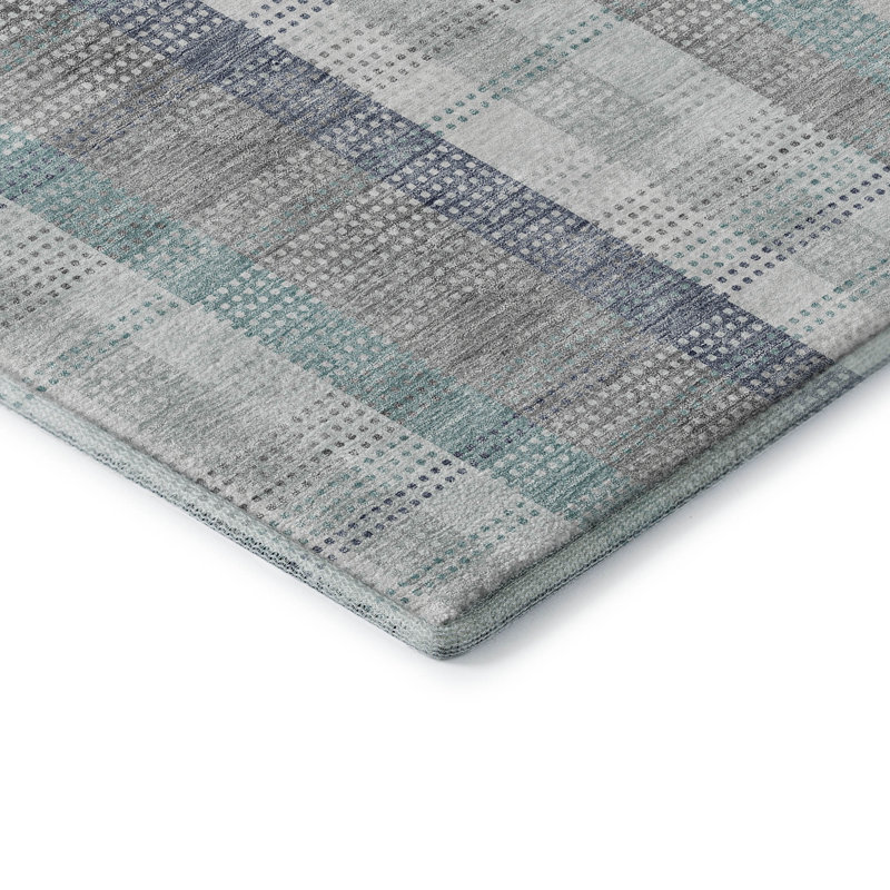 Tapis argenté de qualité supérieure lavable à la machine Prisco, Rectangle 9 pi x 12 pi