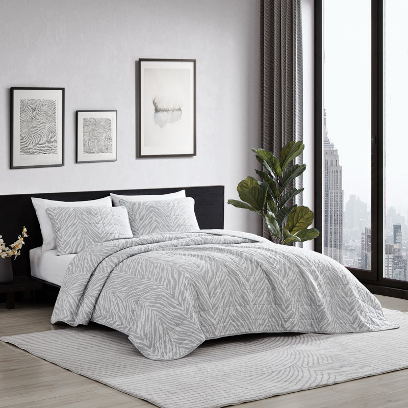 Ensemble de courtepointe Kenneth Cole Urban Zebra, Courtepointe pour grand lit + 2 taies décoratives