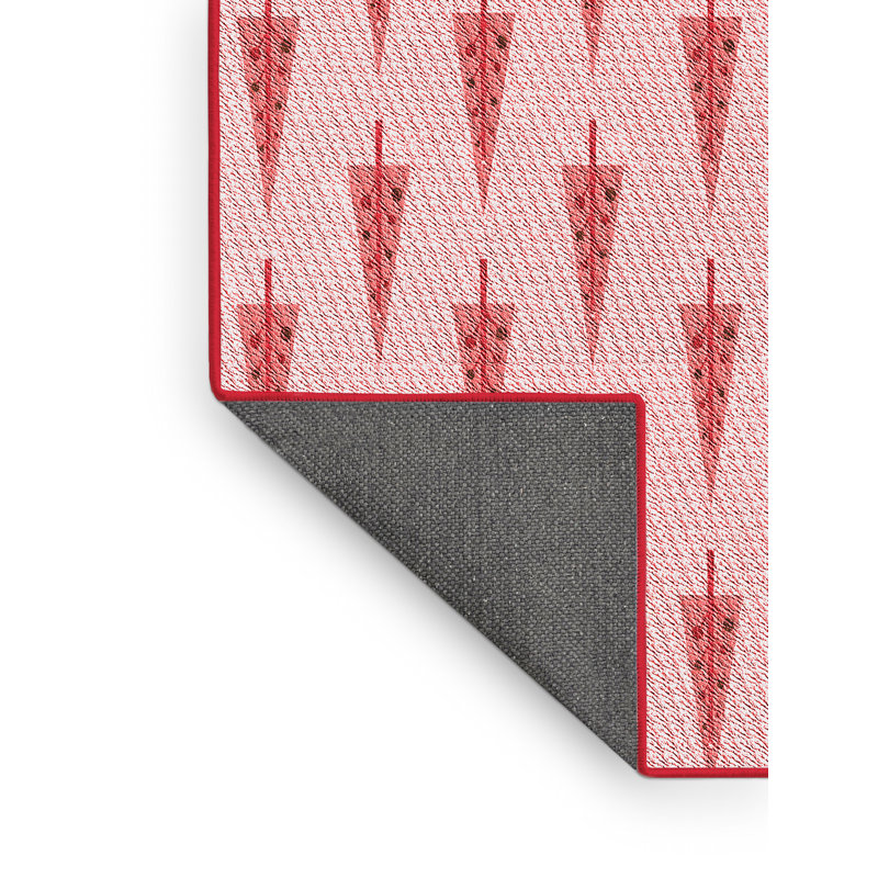 Tapis floral rouge / rose, Rectangle 5 pi x 7 pi