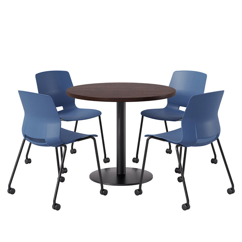 Ensemble repas pour quatre personnes, Bleu marine / Noir, Espresso, H 29 po x L 36 po x l 36 po