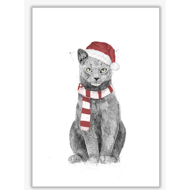 Christmas Cat by Mercedes Lopes Charro - Print, No Frame, 84 cm H x 59.4 cm W x 1 cm D