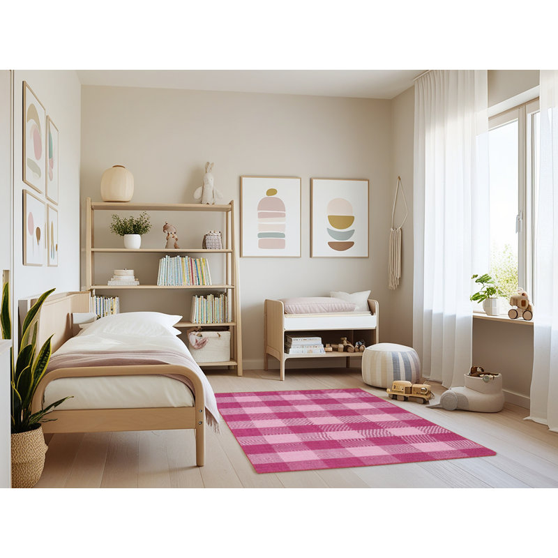Tapis contemporain rose, Rectangle 4 pi x 6 pi