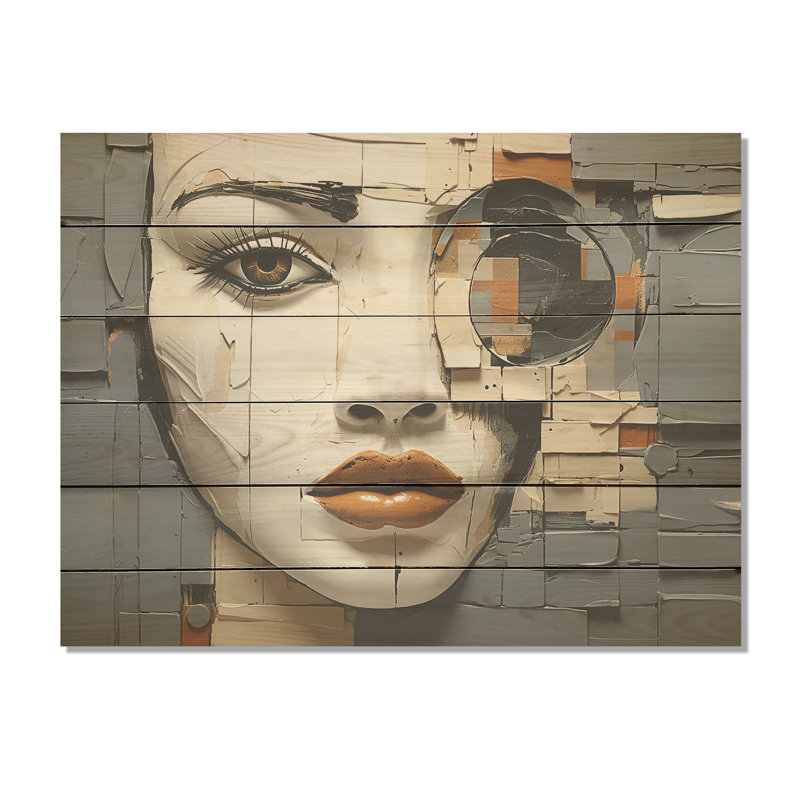 Beige gris, peinture, collage, art africain, art mural sur bois de pin naturel, H 24 po x l 32 po